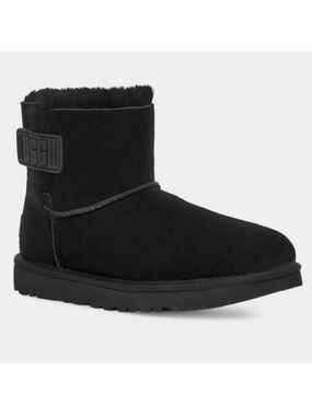 UGG Bailey Logo Strap Boots Booties Black Suede Size 5 NEW